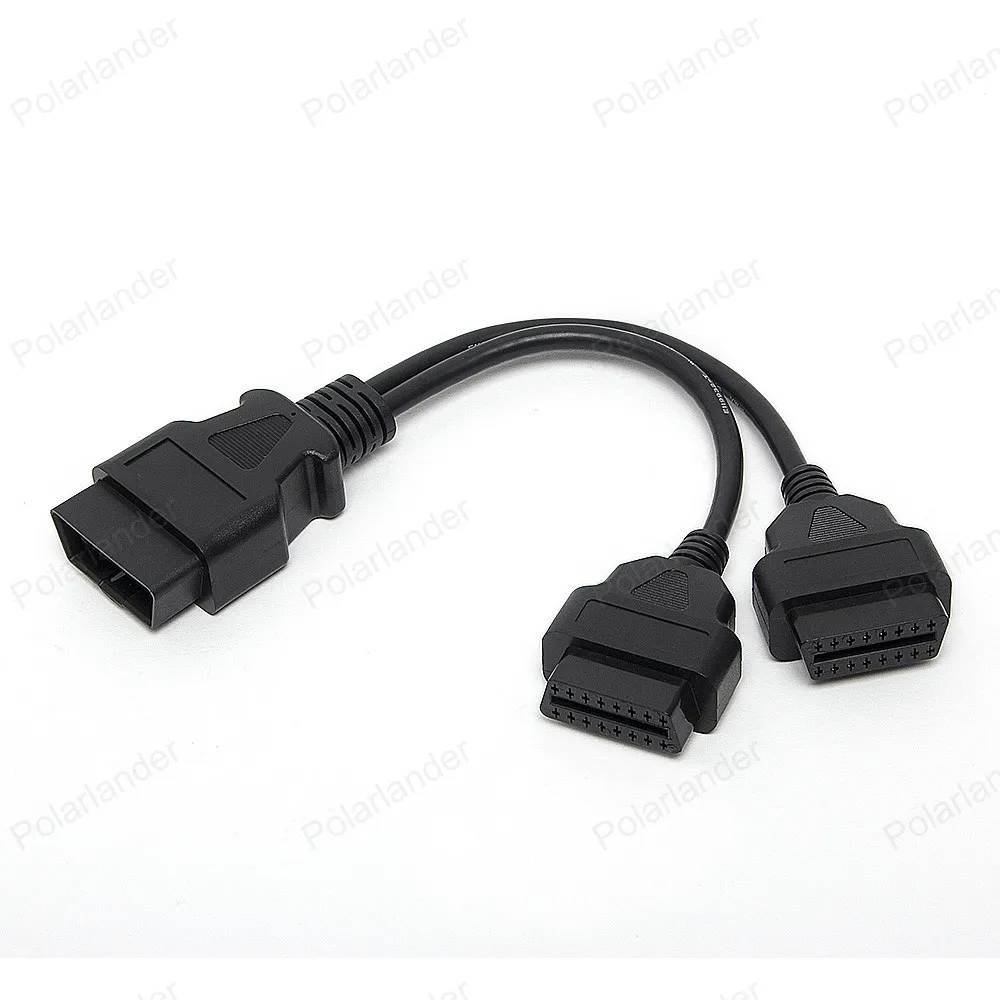 Горячая OBD II кабель 16 контактный соединитель для удлинителя штекер Двойной Женский Y расширенный интерфейс линии