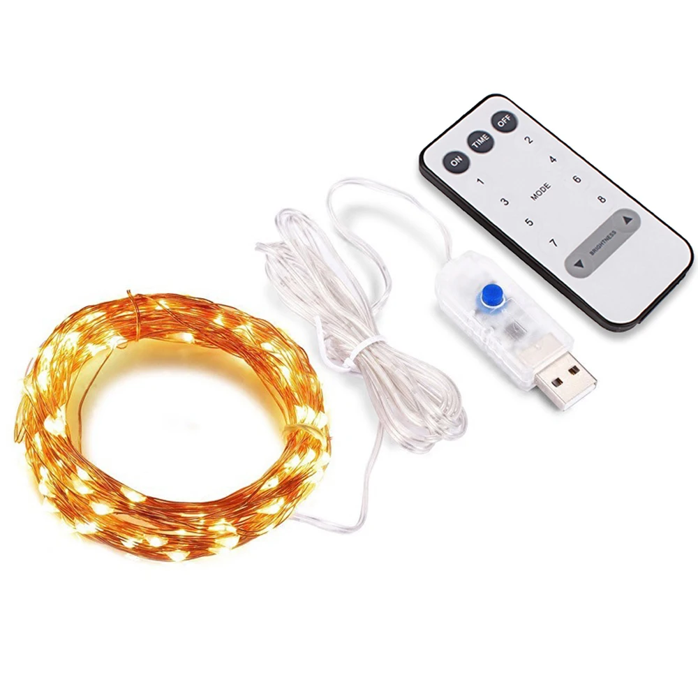 

LED String Lights 5M 10M 50/100led 5V USB Powered Warm White Copper Wire Christmas Festival Wedding Party Decoration