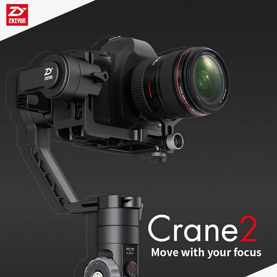 ZHIYUN Crane 2 камера Gimbal с сервоприводом непрерывного фокуса 3,2 кг Полезная нагрузка для беззеркальная камера DSLR SONY Canon Panasonic стабилизатор