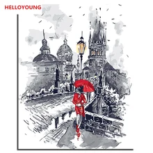 Уличный вид DIY Ручная роспись цифровая печать масляной картины живопись по номерам Масляные картины китайские картины-свитки украшение дома