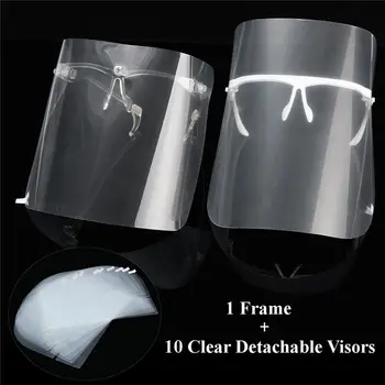 

Multi-Function 10pcs Full Face Shields Visors + 1 Shelf Oil-Splash Proof Dust-Proof Face Protective Mask For Cook Painting Work