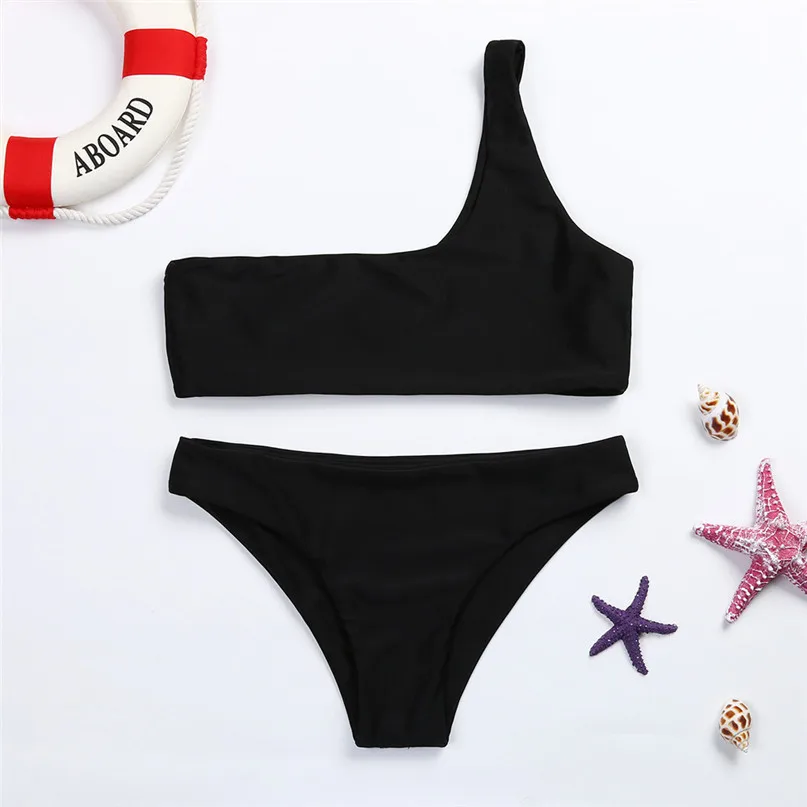 One-shoulder split bikini swimsuit (15)