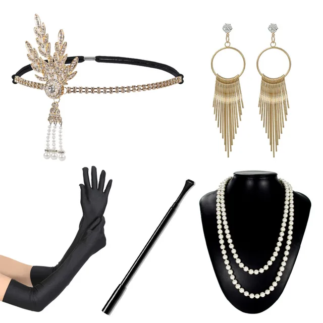 5pcs 1920s great gatsby theme party costume accessory set vintage