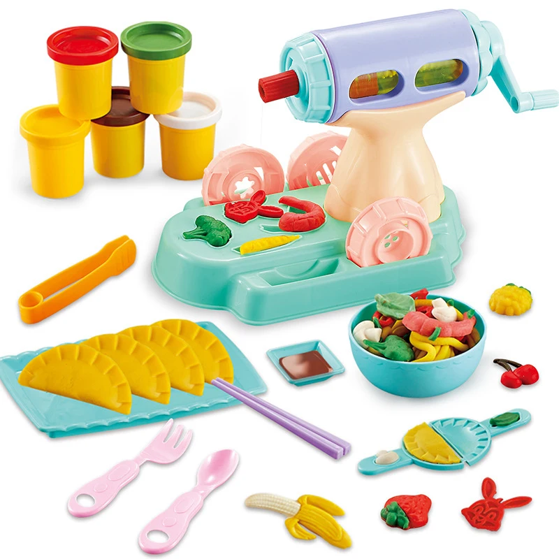 

Children's Puzzle Color Mud Set Multi-function Waffle Machine 3D Noodles Handmade Dumplings DIY Plasticine Children kitchen toys