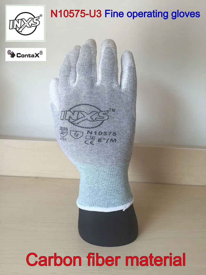 

SAFETY-INXS N10575 12 pairs Fine operating gloves carbon fiber+PU coating antistatic gloves Operable screen working gloves