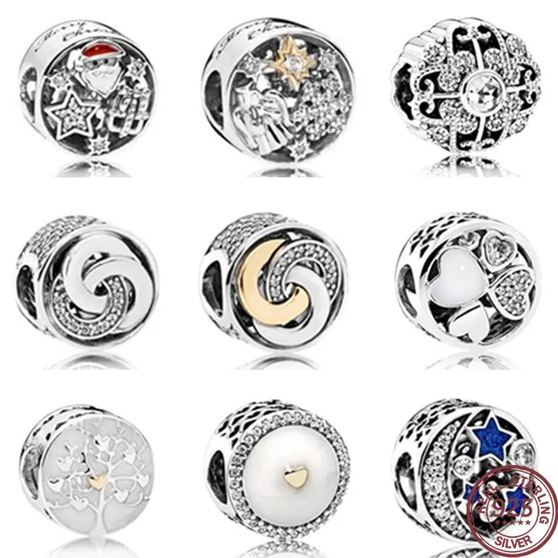 

Sterling Silver 925 round shape sparkling crystal zircon beads Fashion Charm Beads Jewelry For Women Gift Free Shipping