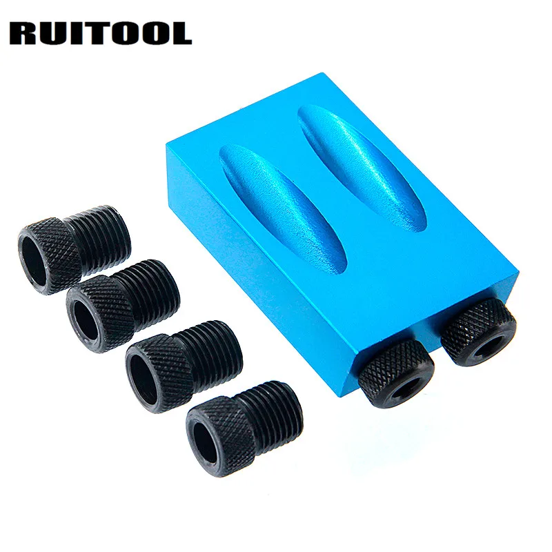 Pocket Hole Jig Kit 6/8/10mm Drive Adapter for Woodworking Angle Drilling Holes Guide Wood Tools