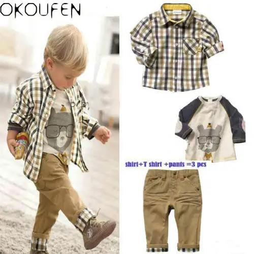 

3Pcs Toddler Baby Boys Dress Coat + Shirt +Denim Pants Set Kids Clothes Outfits