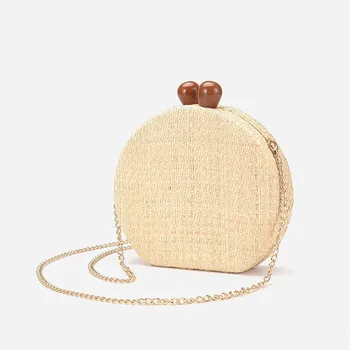 

Round Straw Bags Women Summer Rattan Bag Handmade Woven Beach Cross Body Bag Circle Bohemia Handbag Bali