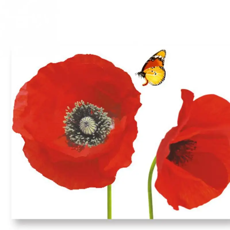 

Red Poppy Flowers Wall Stickers For Wedding Home Party Decor Living Room Kids Decoration Sticker Backdrop Mural Art