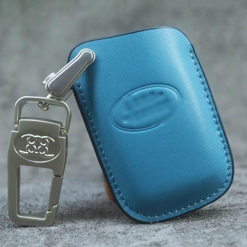 DABANSHANG Blue Leather Car Key Wallet Car Key Case Leather Key Holder