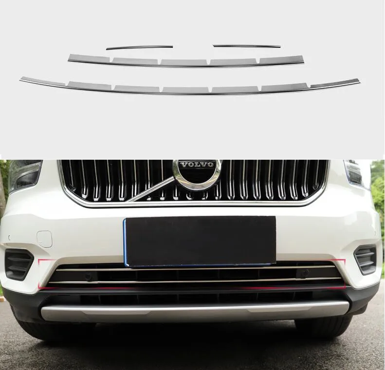 

4pcs/Set Stainless Steel For Car Front Racing Grills Bumper Mesh Grille Around Trim Cover For VOLVO XC40 2018 2019 2020
