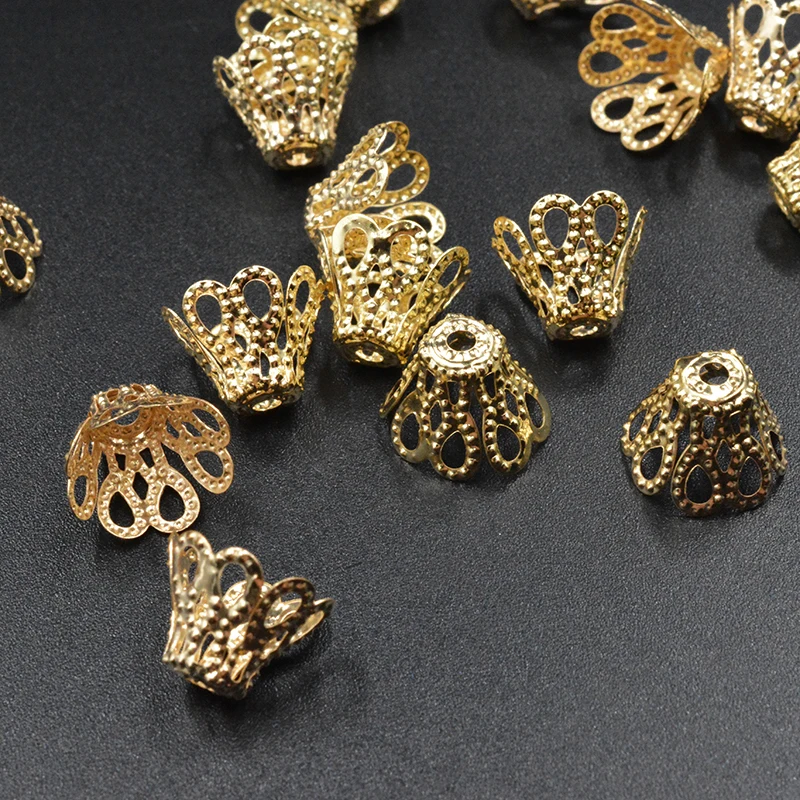 FLTMRH 270Pcs Cone Filigree Bead Caps Findings 8*7mm Jewelry Findings
