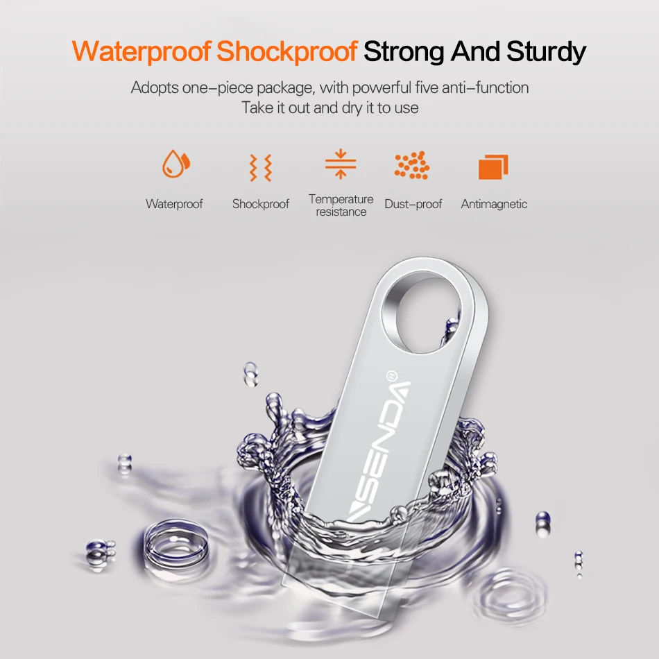 USB Flash Drive WANSENDA Key Chain USB Flash Drive 8GB 16GB 32GB Metal Pen Drive 64GB Real Capacity Pendrive 128GB USB 2.0 Memory Stick Disk