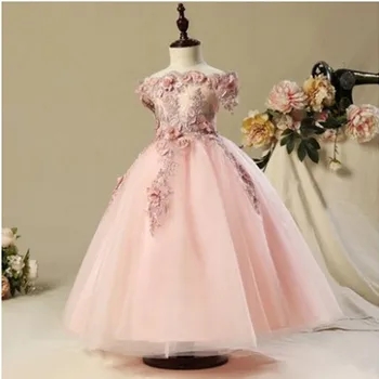 

Formal Wedding Party Baby Girls Dresses 2018 New Arrival Print Kids Clothes Cute Lace Princess Dresses For Girls 3T-14T
