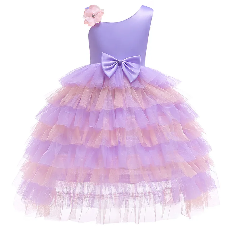 2019 Summer Elegant Flower Baby Girls Sling Dress Children Party Evening Dresses For Girl Vestidos Kids Princess Belt Ball Gown  (1)