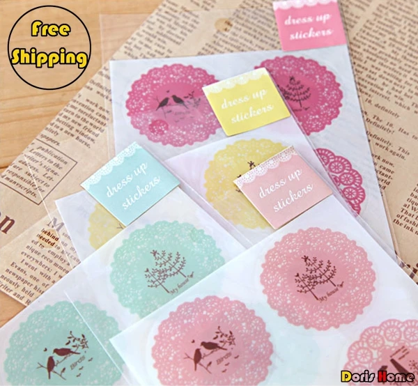 

Free Shipping PVC Circel Lace Dress Up Decorating Sticker for Bag / Bottle