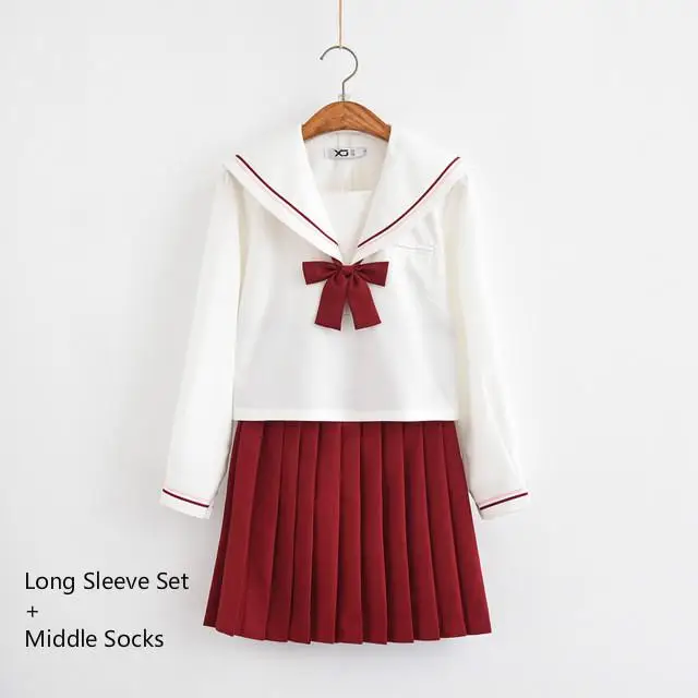 Jk равномерное осень одежда с длинным рукавом высокая школьной формы студентов в Корейском стиле японские школьницы Колледж Школьный костюм блуза плиссированная юбка - Цвет: long set middle sock