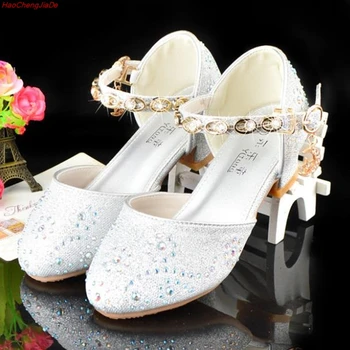 

HaoChengJiaDe Girls Sandals Summer Kids Shoes For Girls Glitter Closed Toe Princess Party Wedding Infants Dress Blue Pink