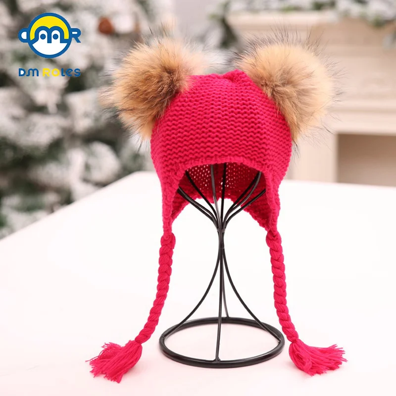 Buy DMROLES Real Pom Poms Baby Knit Cotton Hat Pompom