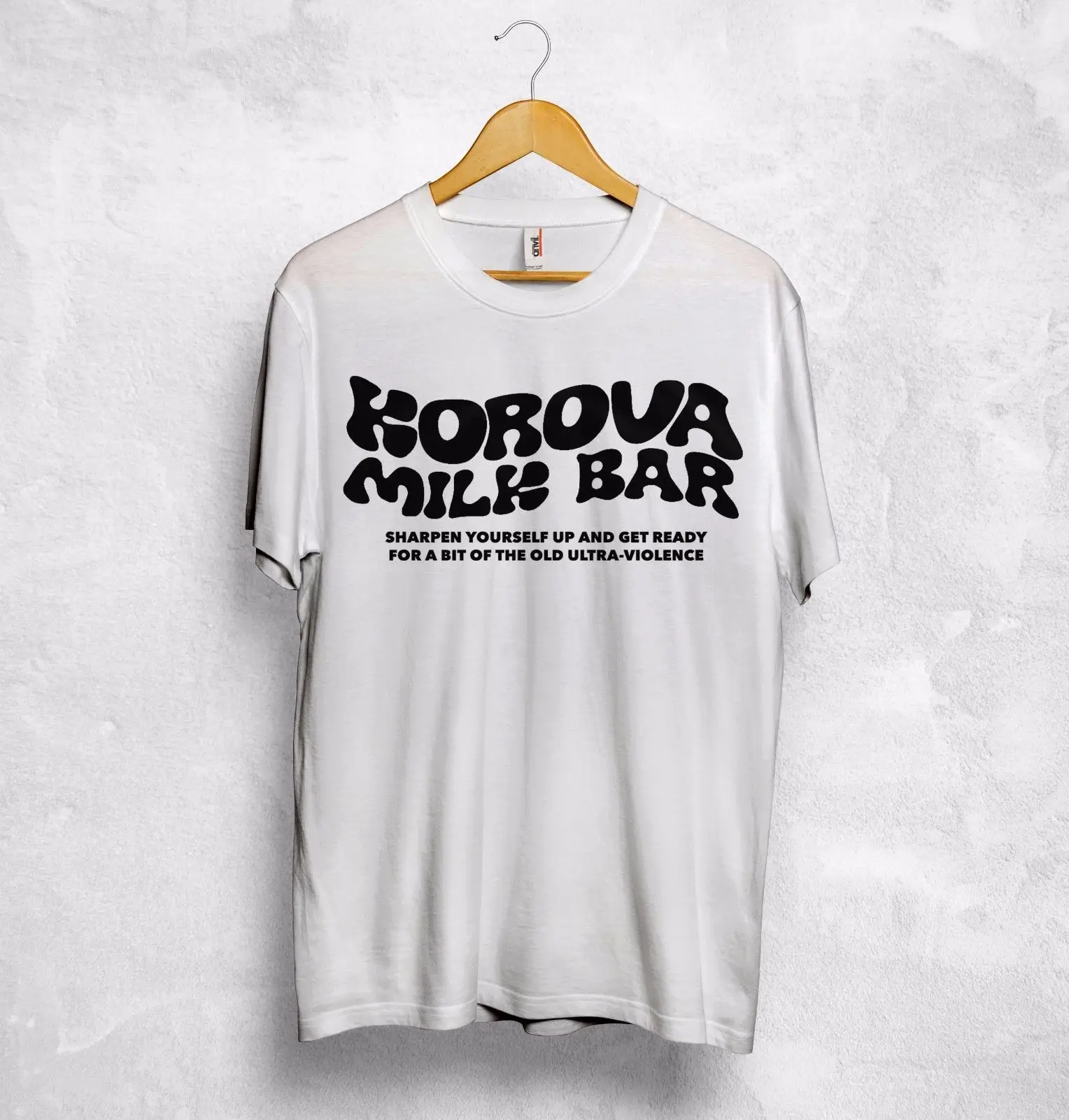 Мужская футболка с часами Korova Milk Bar оранжевая со Стэнли Кубриком Энтони Берджесс