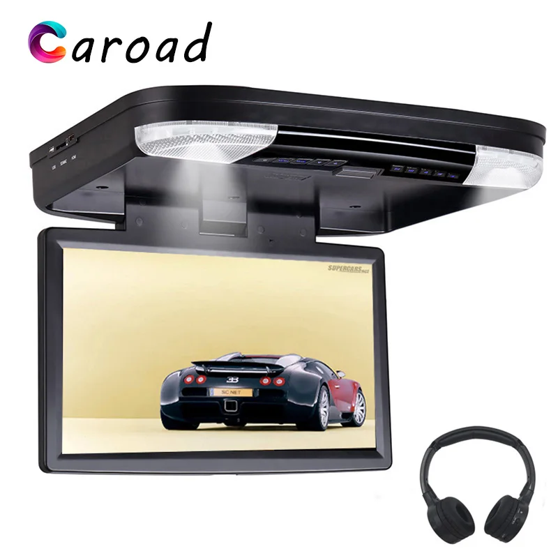 Caroad 15 6 дюймовый автомобильный монитор с креплением на крышу откидной DVD-плеер HD