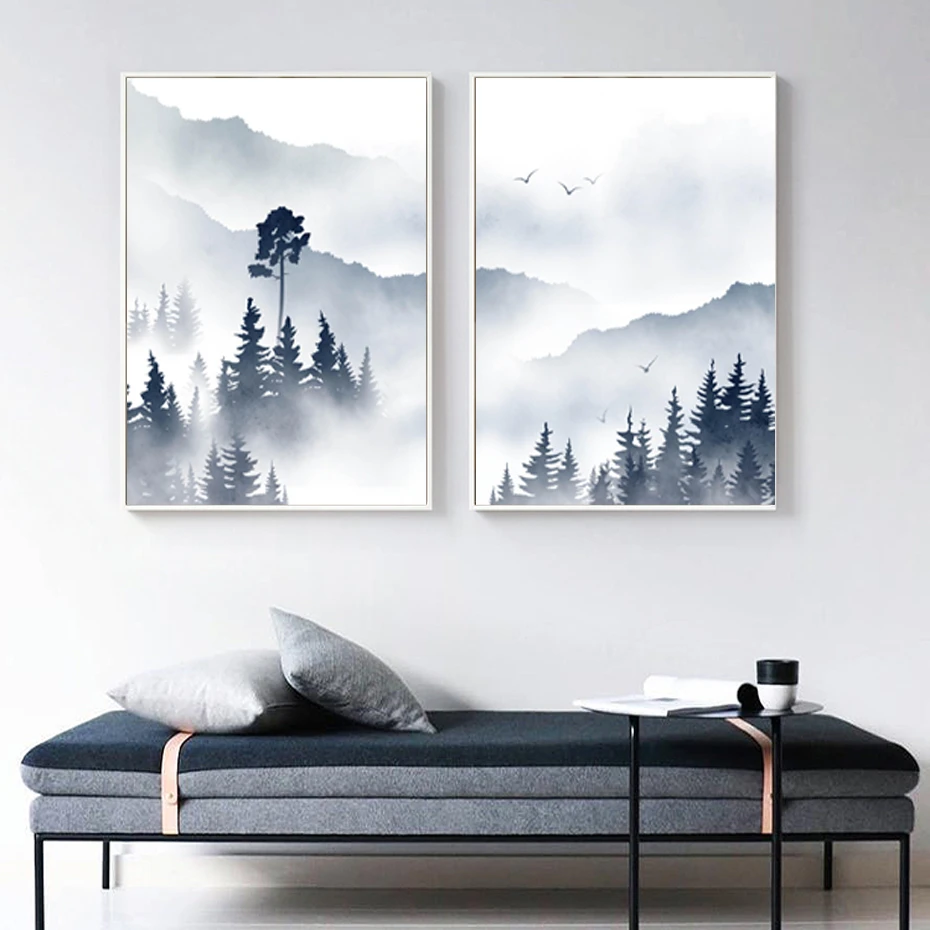 Watercolor-Foggy-Forest-Amazing-Scene-Canvas-Painting-Poster-Prints-Wall-Art-Picture-for-Living-Room-Gallery (2)