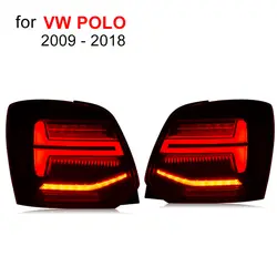 Светодиодный задний фонарь для Volkswagen VW POLO 2009-2018 красный Копченый черный светодиодный задний фонарь Sequential Turning Signal Brake Reverse Light