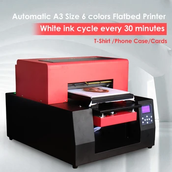 

Automatic A3 Cloth T-shirt Printer 6 color Custom DIY Garment For Epson 1390 Phone Case Card inkjet Flatbed Printer with laptop