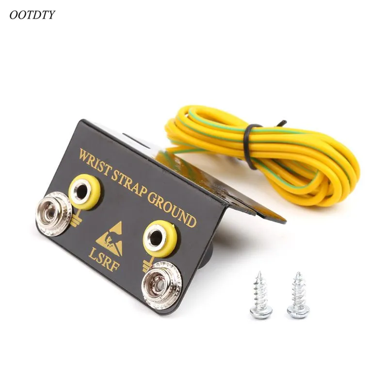 

OOTDTY L Shaped Anti Static Wrist Strap Belt Ground Connector Socket 1.6M Cable