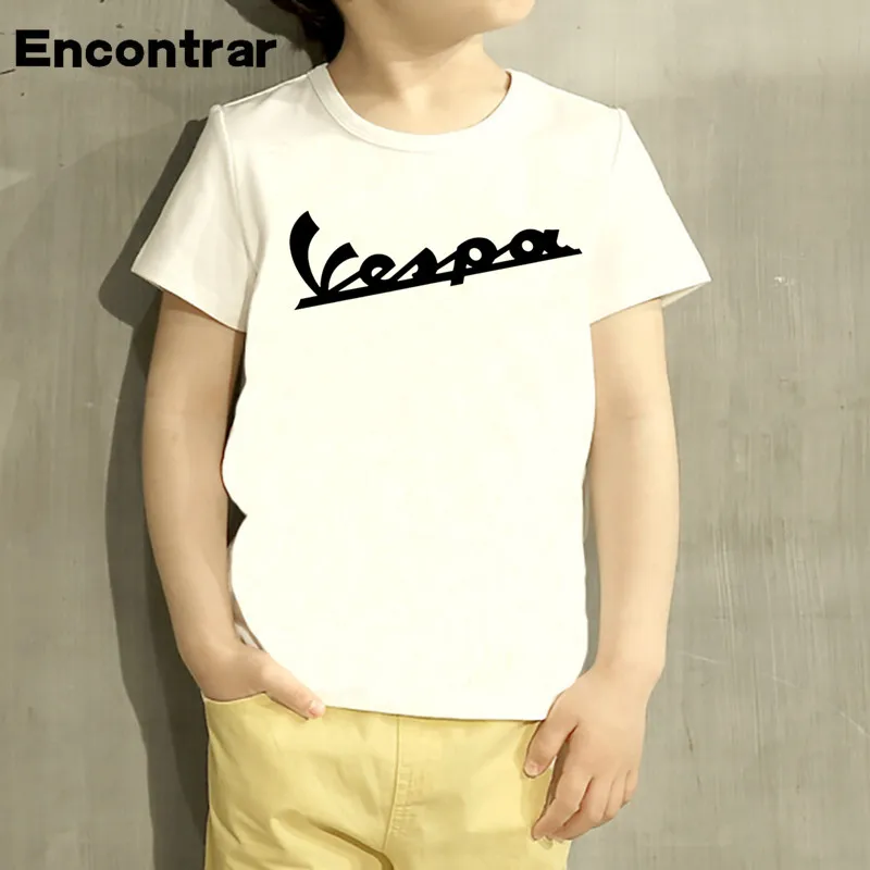 Для маленьких мальчиков/девочек стайлинга автомобилей Vespa дизайна футболка Дети смешной короткий рукав топы Дети милые футболки, HKP5111