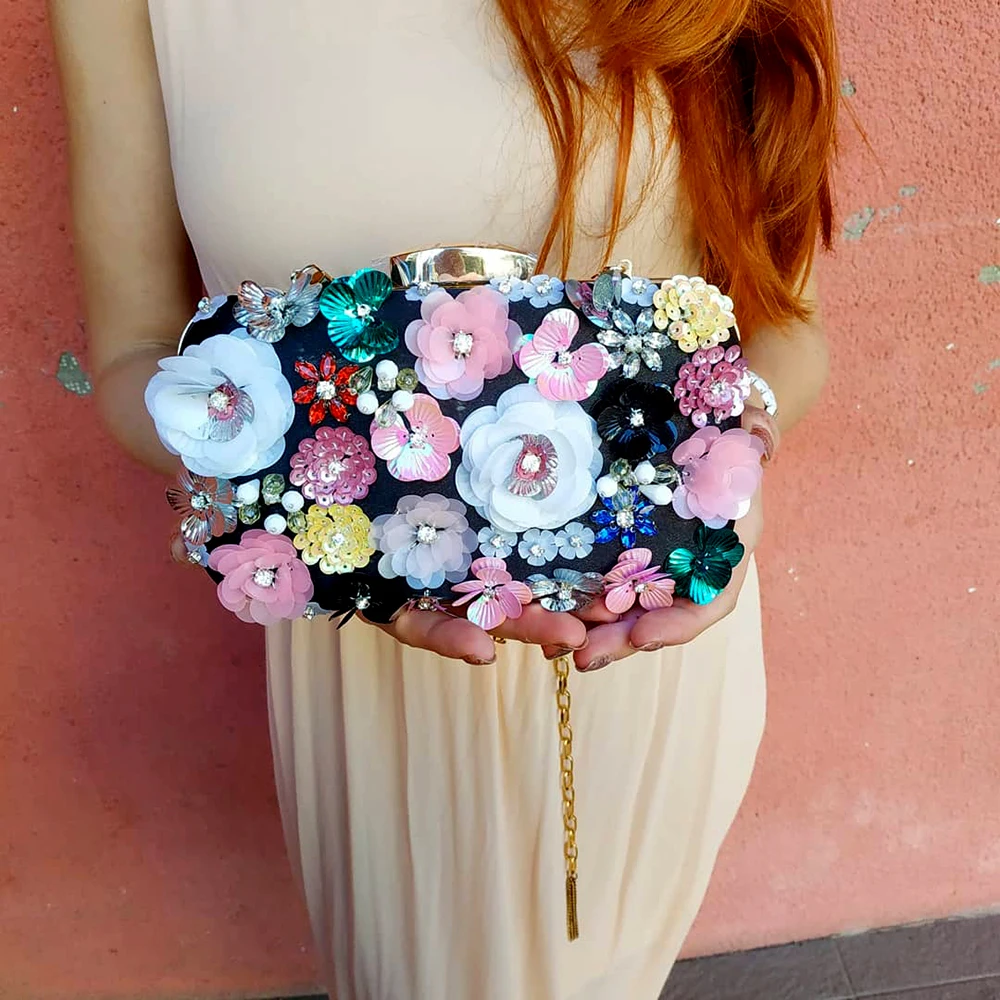 Boutique De FGG Socialite Women Flower Evening Bags Wedding Party Bridal Beaded Purse Crystal Clutch Handbag Bolso Fiesta Mujer Boutique De FGG Socialite Women Flower Evening Bags Wedding Party Bridal Beaded Purse Crystal Clutch Handbag Bolso Fiesta Mujer