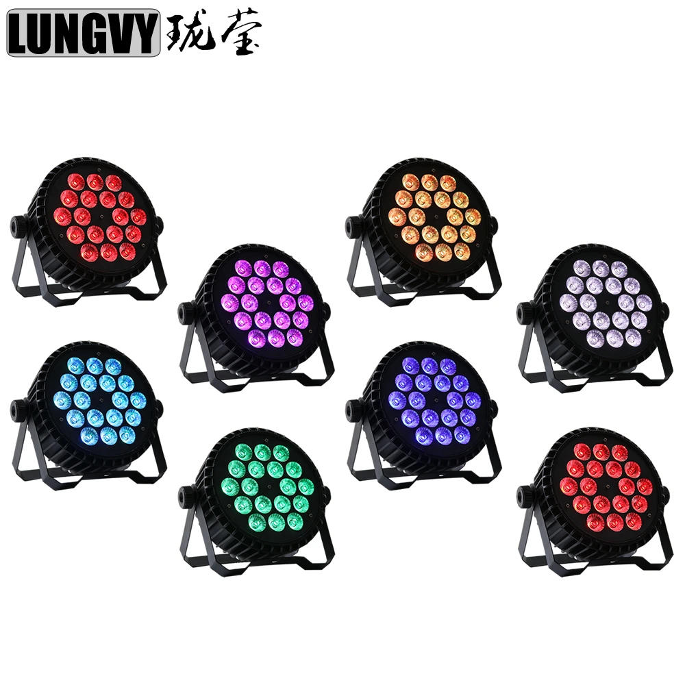

Free Shipping 8pcs/lot Casting Aluminum Case Led Flat Par 18X10W 4in1 RGBW Led Par Can Light Stage DJ Light