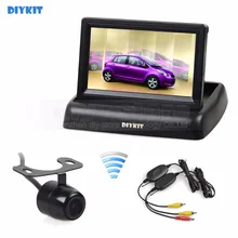 Diykit Беспроводной 4.3 дюймов складной заднего вида Мониторы автомобиля Мониторы Реверсивный Камера автомобиля Камера комплект Резервное копирование Парковка Интимные аксессуары