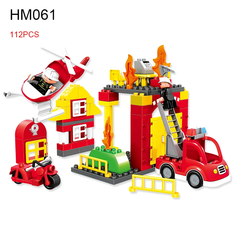 112PCS HM061 Fire Station Large Size Building Blocks Firemen Funny Educational Bricks Baby Toys Duploe Toys for Children baby-building-blocks : image 112PCS HM061 Fire Station Large Size Building Blocks Firemen Funny Educational Bricks Baby Toys Duploe Toys for Children baby-building-blocks