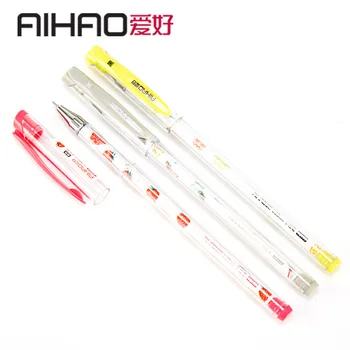 

4pcs Cute Gel Pens printing Black Ink Pen fresh Kawaii Ballpoint School Canetas Boligrafos Gift Stationery Office Supply 0.38mm
