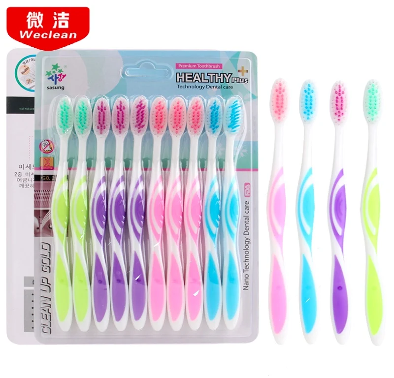 

The B1324 family of fine fur candy color toothbrush Korean adult gum protection toothbrush 10 pack antibacterial