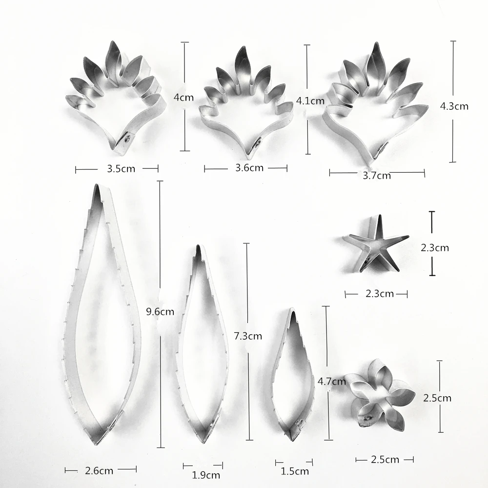 Васильковый Лепесток и лист набор резаков, глиняный цветок, сахарные резаки, резак для цветов, Проволочная резка сахарного цветка ножи для цветов