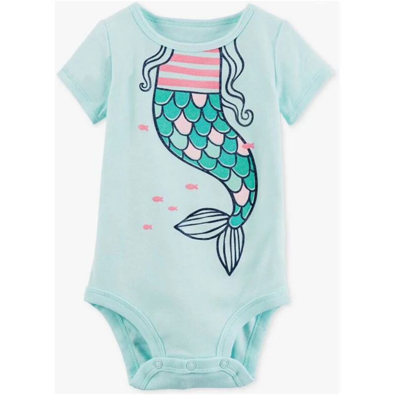 2018 Little Mermaid Tail Printed Rompers For Baby Girls ...
