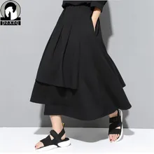 Летняя юбка в стиле хип-хоп, Женская однотонная черная уличная необычная юбка с высокой талией, Женская плиссированная юбка, женская нижняя часть