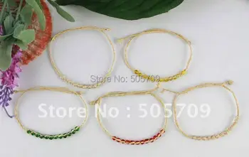 

60PCS Mixed colours Glass braided raffia wish bracelets #21633