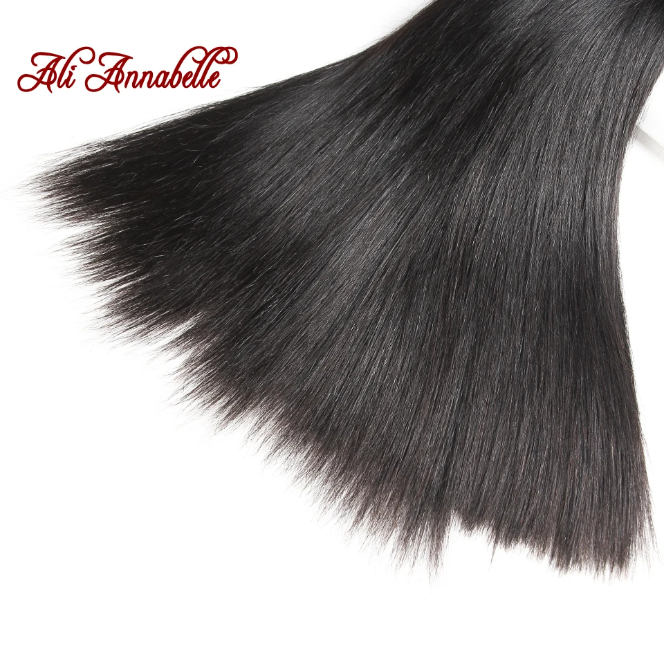 ALI ANNABELLE, бразильские прямые волосы, 4 пряди, человеческие волосы, пряди с кружевной застежкой, 13x4, предварительно выщипанные волосы remy