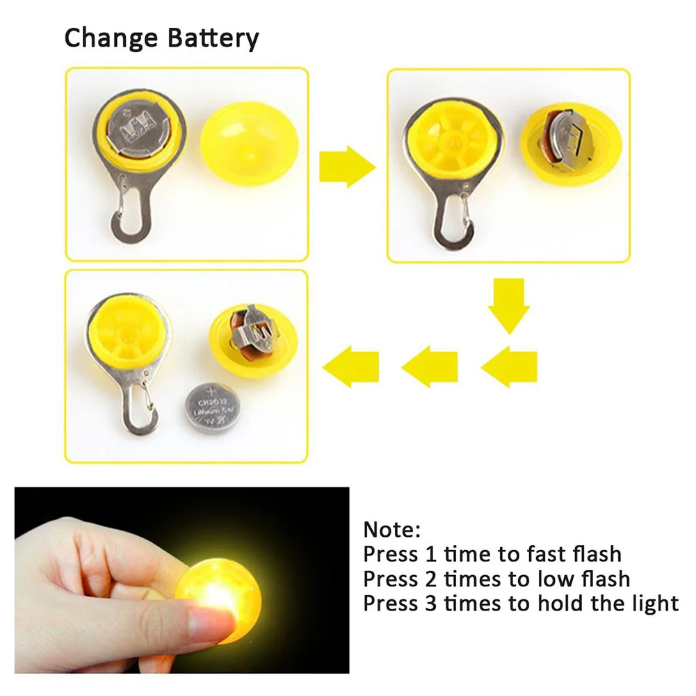 Мини светодиодный безопасный Ночной светильник на клипсе, красочный брелок в виде ошейника светильник с карабином, поводки собачьего ошейника светильник s с батареей