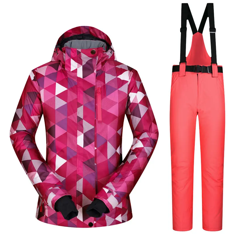 Traje de esquí de invierno las mujeres a prueba de viento impermeable y transpirable Mujer CSJTZ nieve chaqueta y pantalones de esquí de las mujeres chaqueta de Snowboard marcas