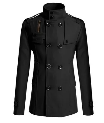 Мода, брендовый зимний длинный Мужской плащ, хорошее качество, двубортный, шерсть, пальто для мужчин, размер M-3XL - Цвет: black