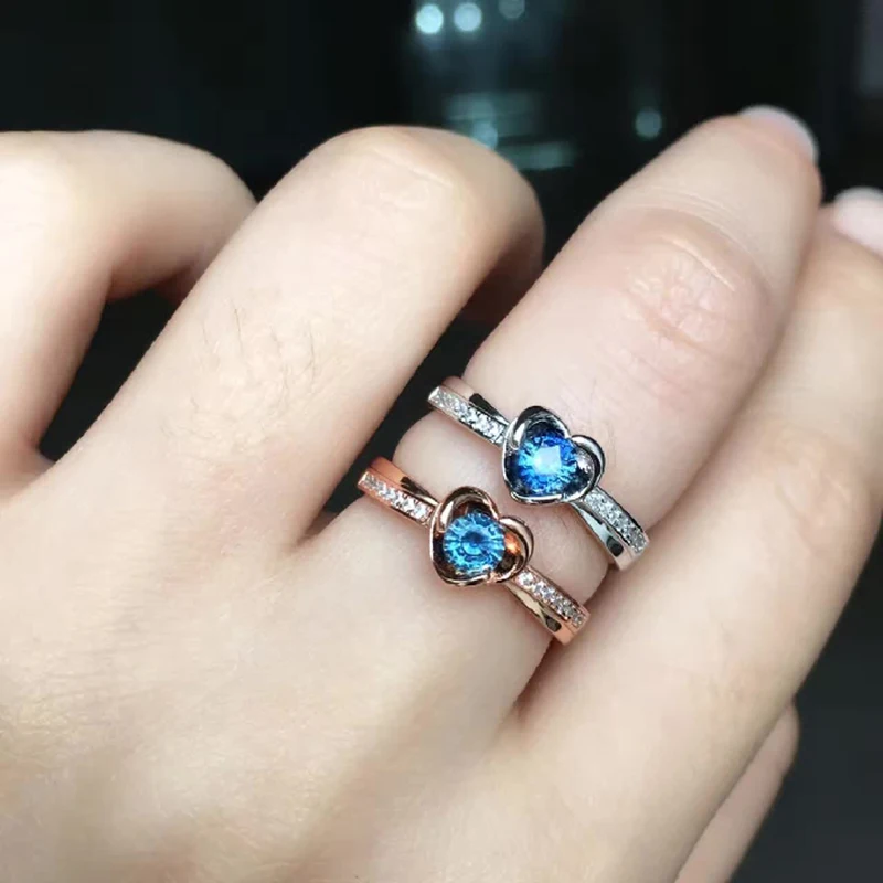 

925 sterling silver ring AAAA Natural Sapphire ring Heart Design Lowest Price Women's King natural ruby ring women