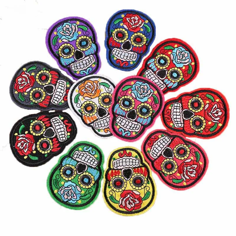 

Patch Iron On Skull Badges Embroidered Applique Pentagram Hotfix Badge Clothes Garment Apparel Accessories