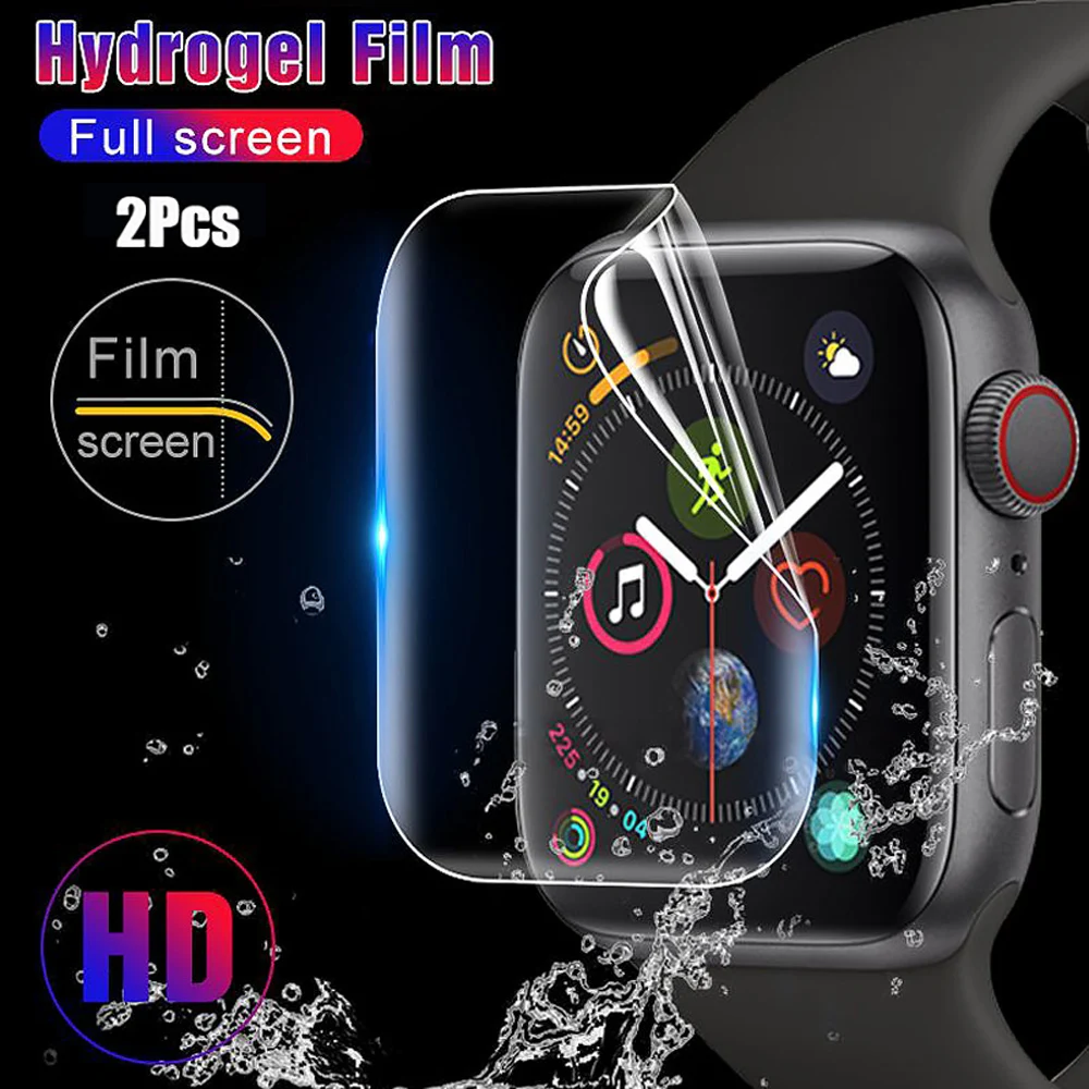 Защитная пленка для Apple Watch 4 Гидрогелевая полный экран не стекло iWatch с изогнутыми