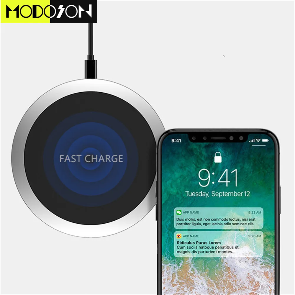 

MODOSON Fast Wireless Charger W6 9V Qi Wireless Charging Dock Cradle Double Coils Pad For Apple iphone Samsung Huawei Xiaomi LG