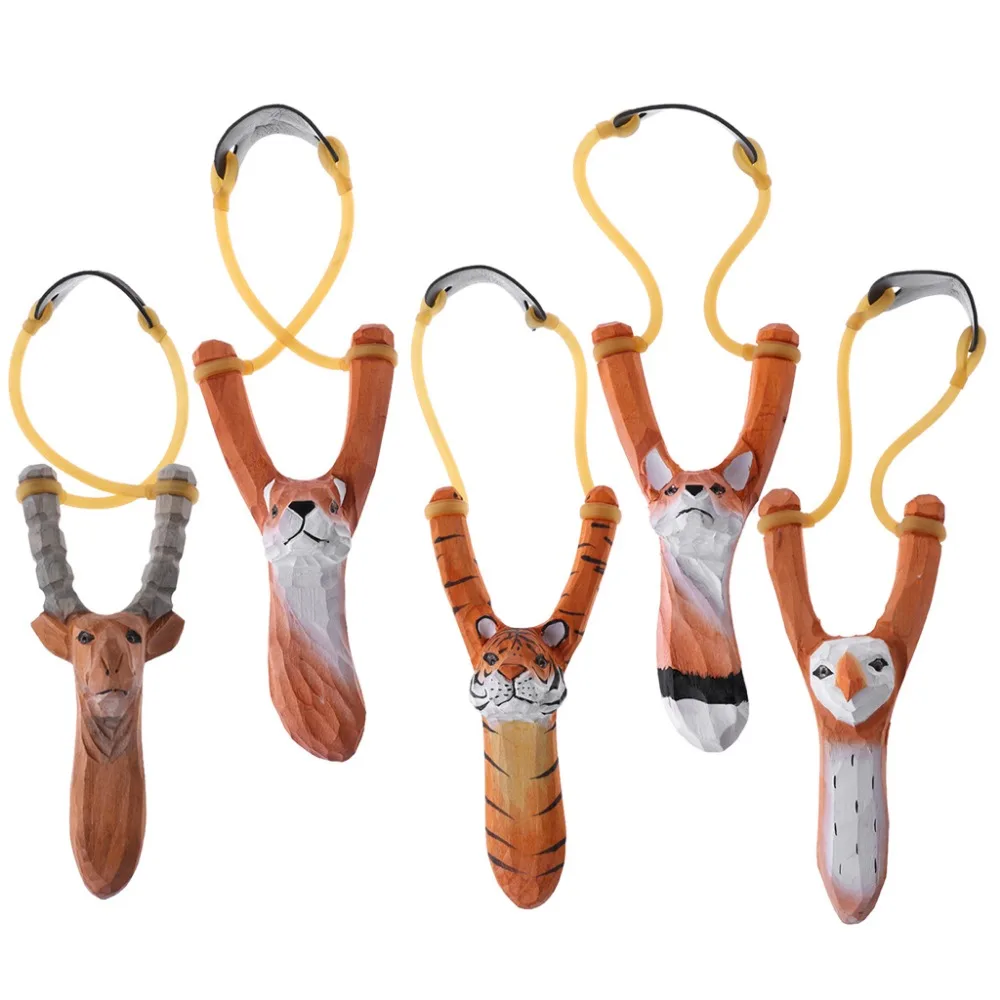200mm Hunting Slingshot Animal Sculpture Wood Shooting Catapult Outdoor